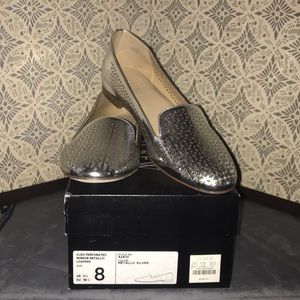 NIB J.Crew Cleo Metallic Silver Leather Loafer Sz8